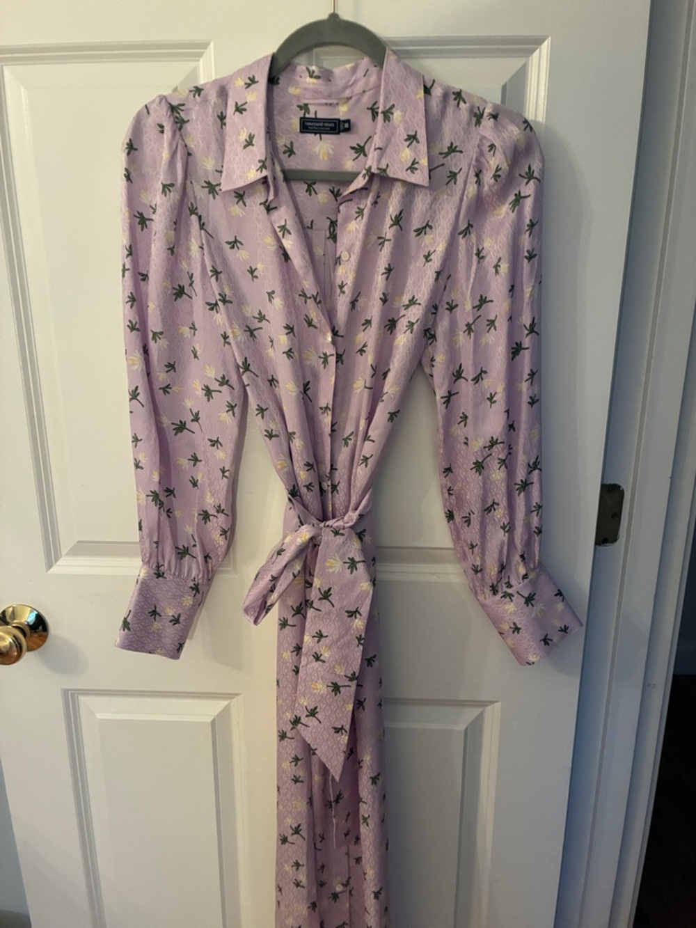 Vineyard Vines Lavender Floral Button-Front Tie-Waist Dress never worn